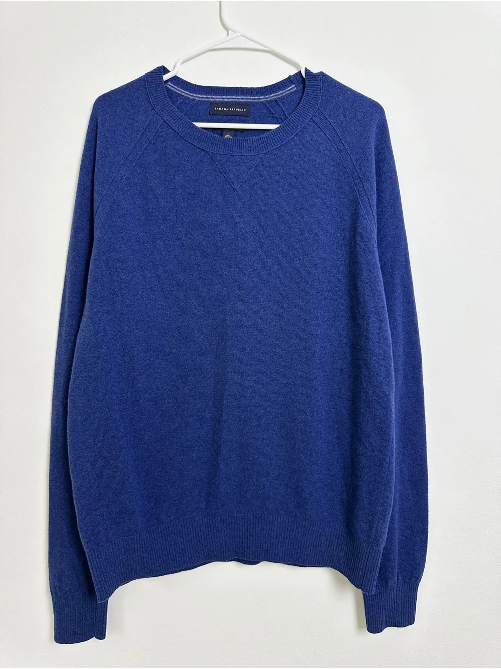 Banana Republic Mens Large Merino Wool Sweater Blue Italian Yarn Crewneck